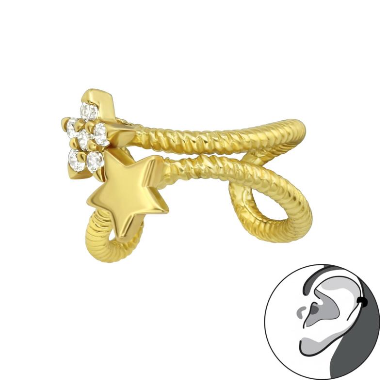 Cercel ear cuff din argint placat cu aur galben model cu stelute DiAmanti DIA40148 (Argint 925‰ 0,7 g.)