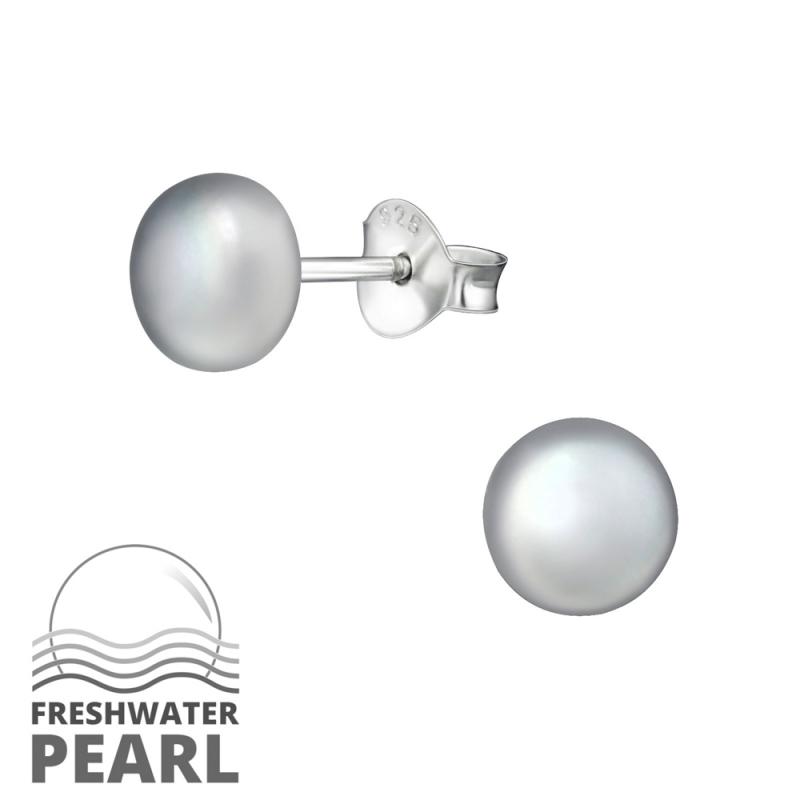 Cercei din argint cu perle naturale 6 mm model DiAmanti DIA6979-Grey