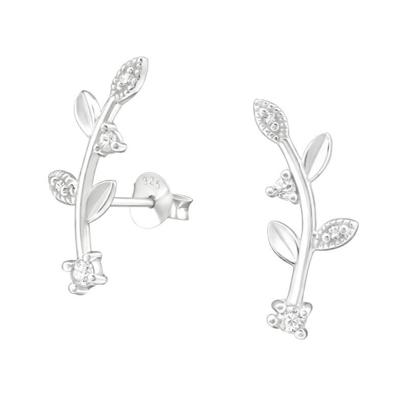 Cercei din argint cu frunze si zirconii DiAmanti DIA37914 (Argint 925‰ 1,2 g.)
