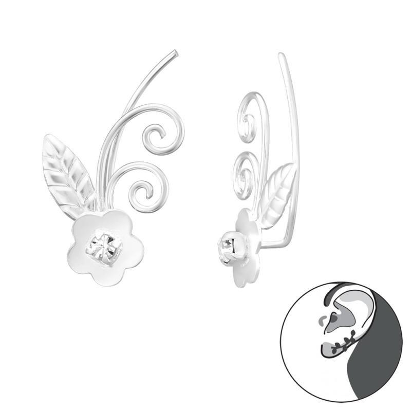 Cercei ear cuffs din argint floare cu cristal DiAmanti DIA39543