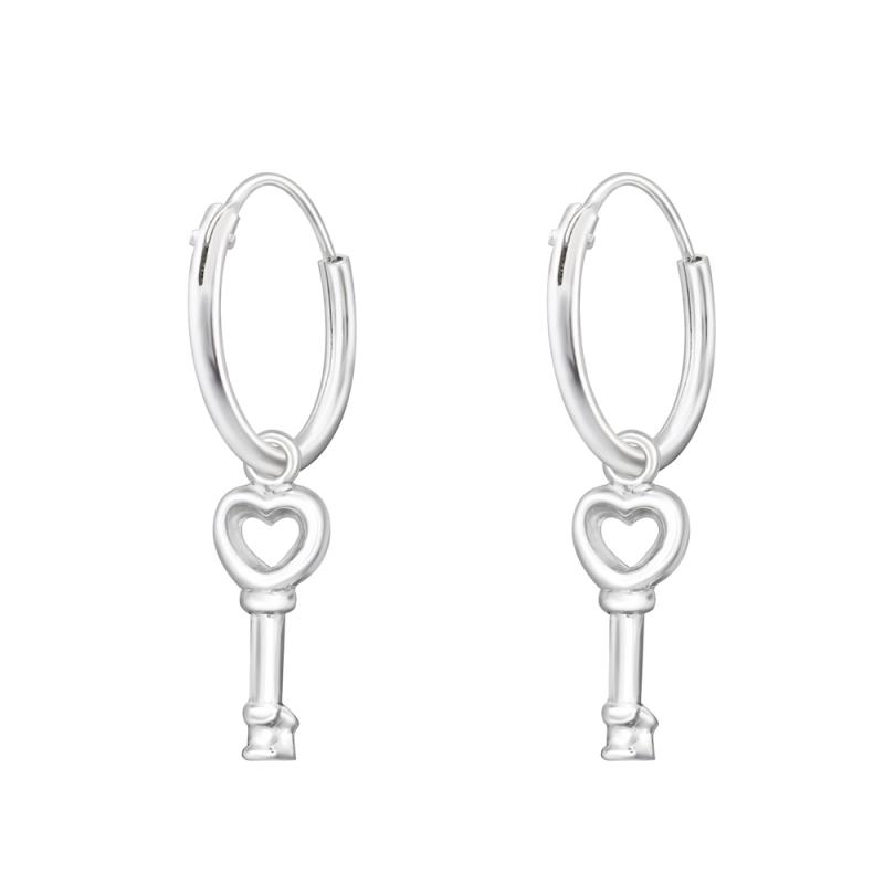 Cercei rotunzi Ø12mm din argint Heart Key DiAmanti DIA35541 (Argint 925‰ 0,6 g.)