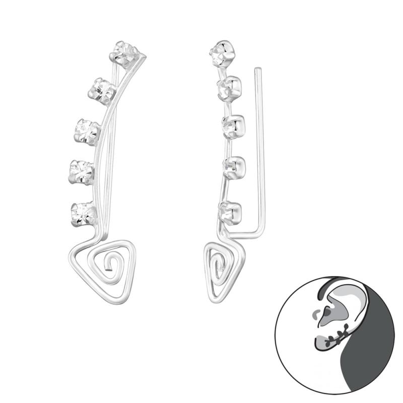 Cercei ear cuffs din argint cu cristale Spiral DiAmanti DIA39544 (Argint 925‰ 0,55 g.)
