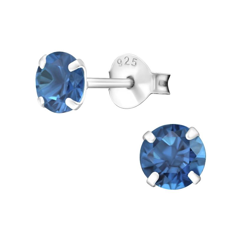 Cercei din argint cu piatra albastra 5 mm DiAmanti DIA33205-Sapphire (Argint 925‰ 0,45 g.)