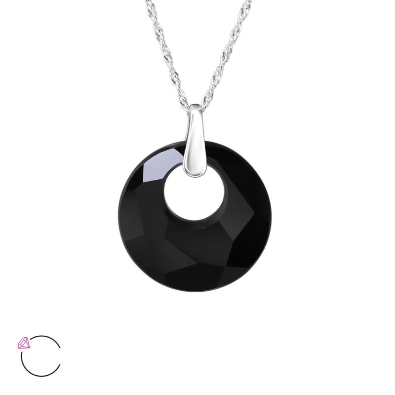Lantisor din argint cu pandantiv cristal Swarovski negru DiAmanti DIA31792-Black (Argint 925‰ 1,5 g.)