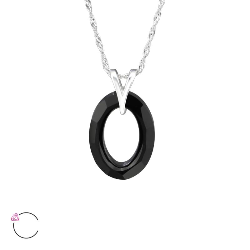Lantisor din argint cu pandantiv cristal Swarovski negru DiAmanti DIA27735-Black (Argint 925‰ 1,3 g.)