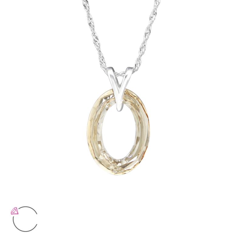 Lantisor din argint cu pandantiv cristal Swarovski Golden DiAmanti DIA27735-GoldenShadow (Argint 925‰ 1,3 g.)