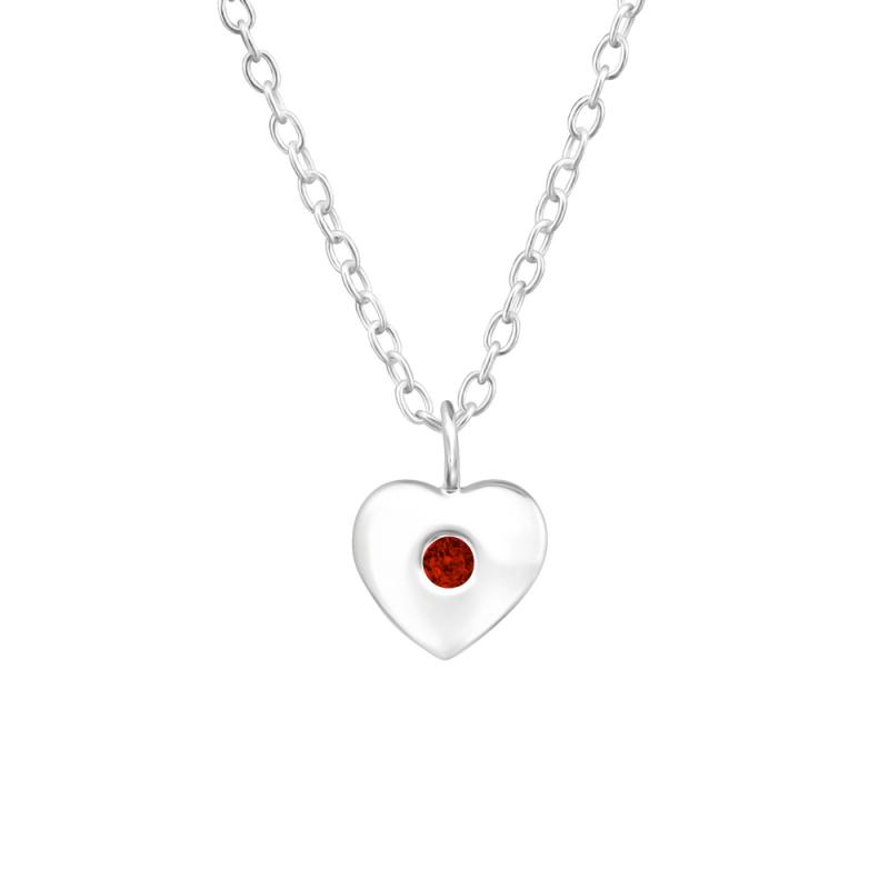 Lantisor din argint inima cu piatra rosie DiAmanti DIA34853-Garnet (Argint 925‰ 1,2 g.)