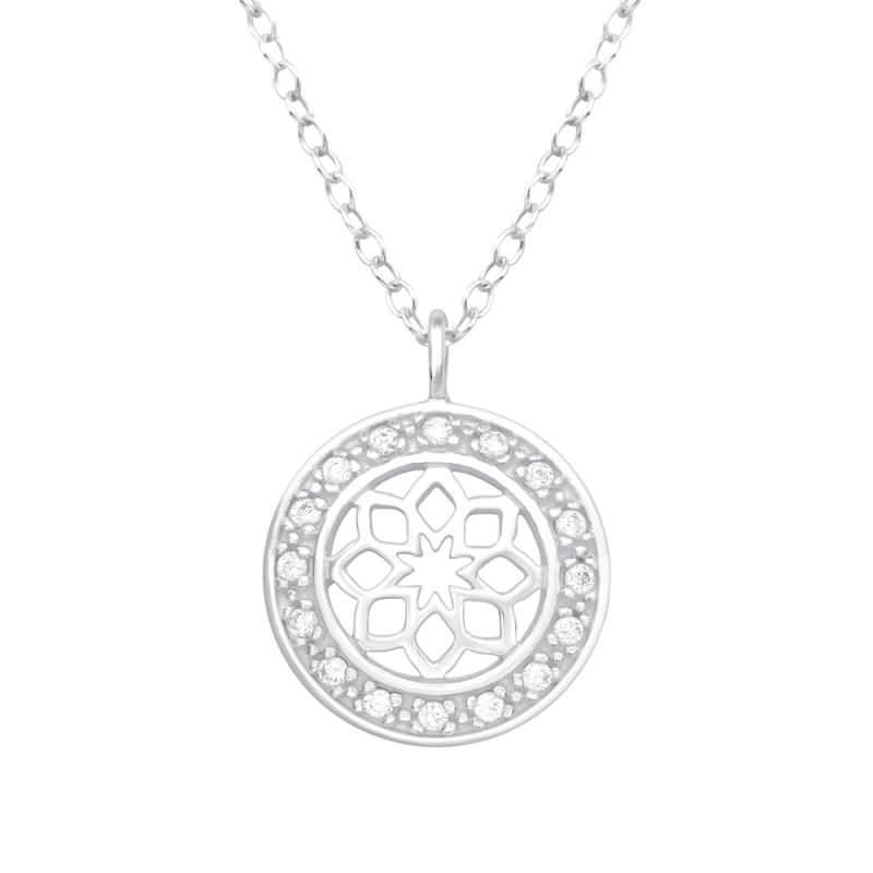 Lantisor din argint cu pandantiv Floare Mandala DiAmanti DIA40196