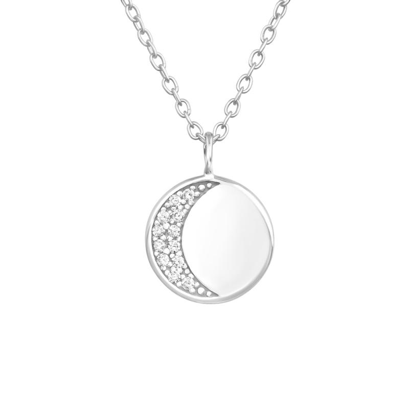 Lantisor din argint cu pandantiv luna cu pietre DiAmanti DIA39415 (Argint 925‰ 1,75 g.)