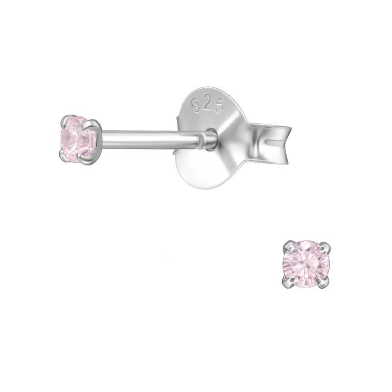 Cercei din argint Punto di luce cu pietre roz 2 mm DiAmanti DIA39573-Pink (Argint 925‰ 0,3 g.)