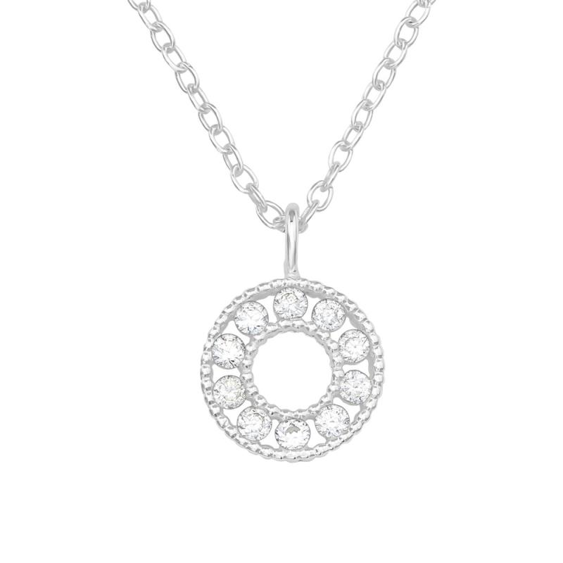 Lantisor din argint cu pandantiv floare in cerc cu pietre DiAmanti DIA39712 (Argint 925‰ 1,35 g.)