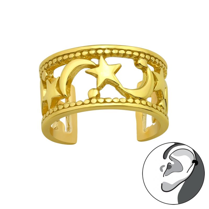 Cercel ear cuff argint placat cu aur galben stele si luna DiAmanti DIA40018 (Argint 925‰ 0,85 g.)
